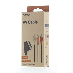 HAMA Câble vidéo, fiche péritel mâle - 3 fiche RCA mâles (vidéo/stéréo), 1,5m