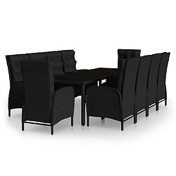 vidaXL Ensemble à dîner de jardin 11 pcs Résine tressée Noir