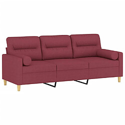 Avis Maison Chic Canapé 3 places avec oreillers,Sofa de Salon,Canapé droit décoratifs bordeaux 180 cm tissu -GKD582763