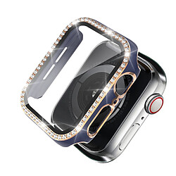 Coque en TPU Cristal de strass de galvanoplastie bicolore bleu/or pour votre Apple Watch 4/5/6/SE 44mm