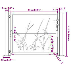 vidaXL Portail de jardin 105x80 cm acier corten conception d'herbe pas cher