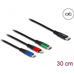 Delock 7,60cm (3``) 1 - Kabel nur zum Laden - USB-C männlich zu Micro-USB Typ B, Lightning, USB-C männlich - 30cm - Schwarz - für Apple 10.2`` iPad, 10.9`` iPad Air, AirPods Max, AirPods Pro, iPhone 11, 12, 13, SE (86820) 