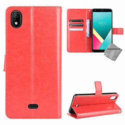 Htdmobiles Housse etui portefeuille avec coque intérieure en silicone pour Wiko Y61 + film ecran - ROUGE