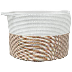 vidaXL Panier à linge marron et blanc Ø55x36 cm coton