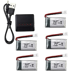 Adaptateur Chargeur 5 en 1 + 5 x Batteries Lithium 3.7V 380mAh 25C pour Tera Mini QuadcopterHubsan X4 H107C H107D