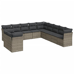 Maison Chic Salon de jardin 11 pcs avec coussins | Ensemble de Table et chaises | Mobilier d'Extérieur gris résine tressée -GKD47728