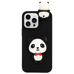 Coque en silicone Motif de dessin animé 3D, anti-chutte, anti-goutte pour votre iPhone 14 Pro - Panda à arc rouge