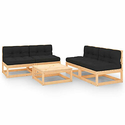 Maison Chic Salon de jardin 5 pcs + coussins - Mobilier/Meubles de jardin - Table et chaises d'extérieur Bois de pin massif -MN44844