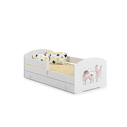 HT MEUBLES Lit enfant fille LOU avec tiroir balustrade et matelas inclus