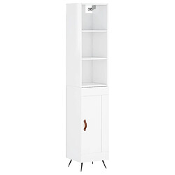 vidaXL Buffet haut Blanc brillant 34,5x34x180 cm Bois d'ingénierie