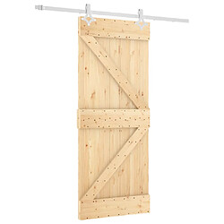 vidaXL Porte coulissante et kit de quincaillerie 85x210 cm pin massif