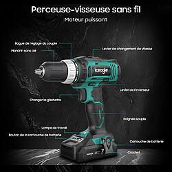 iceagle Perceuse Visseuse Sans Fil LCD777-1S,Visseuse Devisseuse Sans Fil 20V,avec Chargeur de Batterie