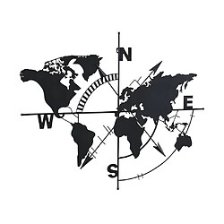 Vente-Unique Décoration murale en métal mappemonde - H. 80 x L. 107 - Noir - WORLDY