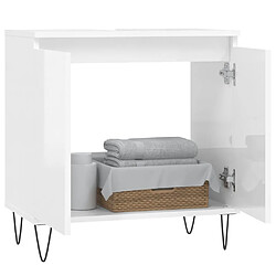 Avis Maison Chic Armoire de bain,Meuble de rangement de salle de bain,Meuble haut blanc brillant 58x33x60 cm bois d'ingénierie -GKD316933