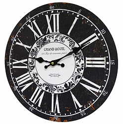 L'Héritier Du Temps Horloge Murale Pendule Ronde de Cuisine ou Salon en Bois et Papier Grand Hotel 4x34x34cm