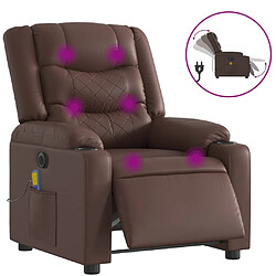 vidaXL Fauteuil de massage inclinable électrique marron similicuir