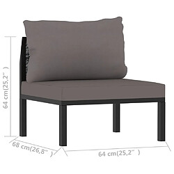 vidaXL Canapé central sectionnel et coussin Résine tressée Anthracite pas cher