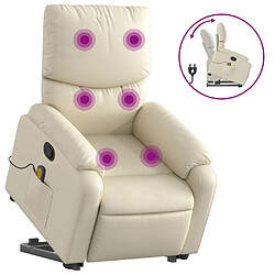 Maison Chic Fauteuil Relax pour salon, Fauteuil inclinable de massage Crème Similicuir -GKD86138