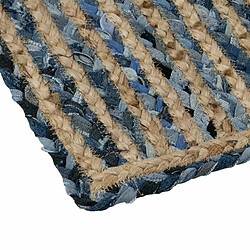 BigBuy Home Tapis 290 x 200 cm Naturel Bleu Coton Jute pas cher