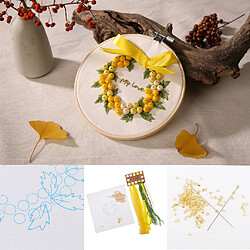 bricolage créatif outils fil tissu point de croix broderie kit de démarrage jaune