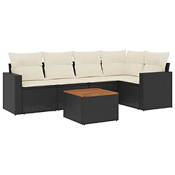 Maison Chic Salon de jardin 6 pcs avec coussins | Ensemble de Table et chaises | Mobilier d'Extérieur noir résine tressée -GKD99288