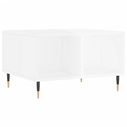 Maison Chic Table basse,Table Console Table d'appoint, Table pour salon Blanc brillant 60x50x36,5 cm Bois d'ingénierie -MN13747