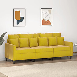 Maison Chic Canapé à 3 places,Canapé droit,Sofa de Salon,Banquette Jaune 180 cm Velours -GKD879851