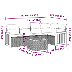 Avis vidaXL Salon de jardin avec coussins 6 pcs beige résine tressée