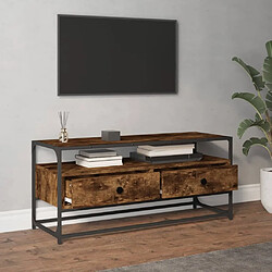 Avis Maison Chic Meuble TV scandinave - Banc TV pour salon chêne fumé 100x35x45 cm bois d'ingénierie -MN67872