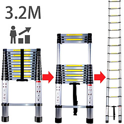 3.2M Échelle Télescopique en Aluminium Échelle Escamotable