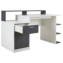 Vente-Unique Bureau avec rangements ZACHARIE - Blanc et gris pas cher