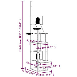 vidaXL Arbre à chat du sol au plafond Crème 277-303 cm pas cher