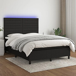 Maison Chic Lit adulte- Lit + matelas,Sommier à lattes de lit et matelas et LED Noir 140x200 cm Tissu -GKD85791