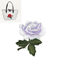 Wewoo 10 pcs rose série broderie autocollants bricolage robe cheongsam patch violet clair + blanc