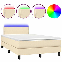 Sommier à lattes LED,Cadre à lattes de lit avec matelas pour Adulte Crème 120x200 cm Tissu -MN11598