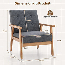 Acheter Helloshop26 Fauteuil d'accent moderne du milieu du siècle fauteuil rembourré boutonné avec tissu en lin respirant & cadre en bois massif de hévéa gris 20_0007169