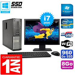 PC DELL 990 SFF Core I7-2600 Ram 8Go Disque 960Go SSD Graveur Wifi W7 Ecran 19" - Occasion