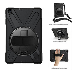 Coque en TPU + Silicone avec béquille combinée pivotante à 360 ° et sangle noir pour votre Samsung Galaxy Tab A 10.1 (2019) SM-T515