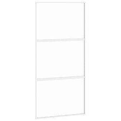 vidaXL Porte coulissante blanc 102,5x205 cm verre trempé aluminium