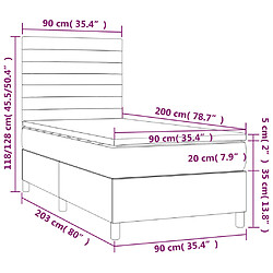 vidaXL Sommier à lattes de lit avec matelas Crème 90x200 cm Tissu pas cher