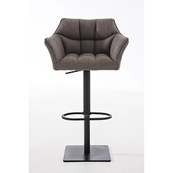 Decoshop26 Tabouret de bar chaise haute de comptoir couture carrées assise en tissu gris cadre en métal noir 10_0004696