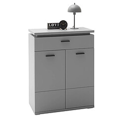 Pegane Commode, meuble de rangement coloris gris arctique - Longueur 76 x Hauteur 98 x Profondeur 38 cm