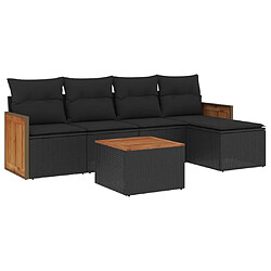 Maison Chic Ensemble Tables et chaises d'extérieur 6pcs avec coussins,Salon de jardin noir résine tressée -GKD160116