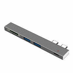 Acheter Justgreenbox Hub 5 en 1 Dual Type-C vers USB3.0 * 2 + PD + TF Adaptateur multi-port pour hub USB intelligent, Gris