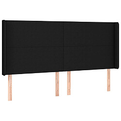 vidaXL Tête de lit avec oreilles Noir 183x16x118/128 cm Tissu