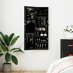 vidaXL Armoire à bijoux avec miroir et éclairage LED mural noir