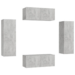 Maison Chic Ensemble de meubles TV 4 pcs | Banc TV Moderne pour salon | Meuble de Rangement - Gris béton Aggloméré -MN74155