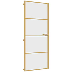 vidaXL Porte intérieure mince doré 83x201,5 cm verre trempé aluminium