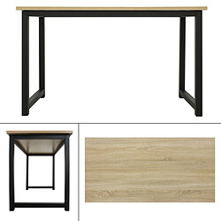 ML DESIGN MODERN LIVING Table d'ordinateur bureau de travail MDF cadre en métal chêne noir 120 x 60 cm