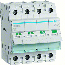 interrupteur modulaire - 4 pôles - 63a - hager sbn463